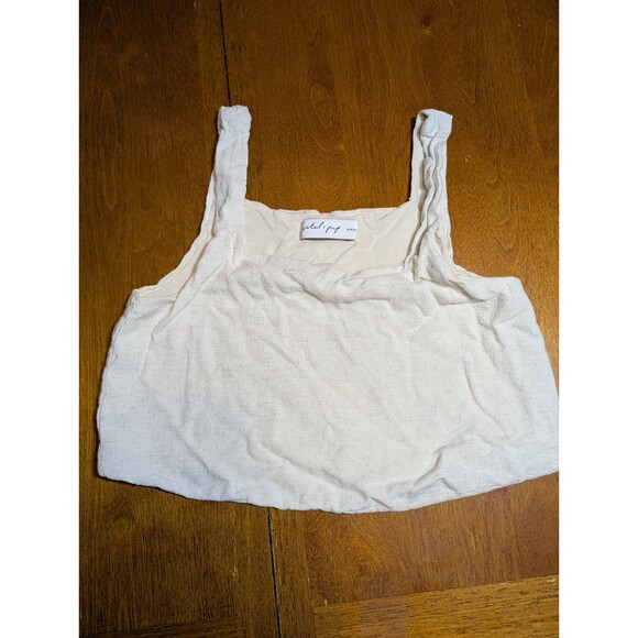 Petal & Pup Tops - Petal + Pup Crop Tank Top Size XS Cream Textured Square Neck Linen Blend Lined